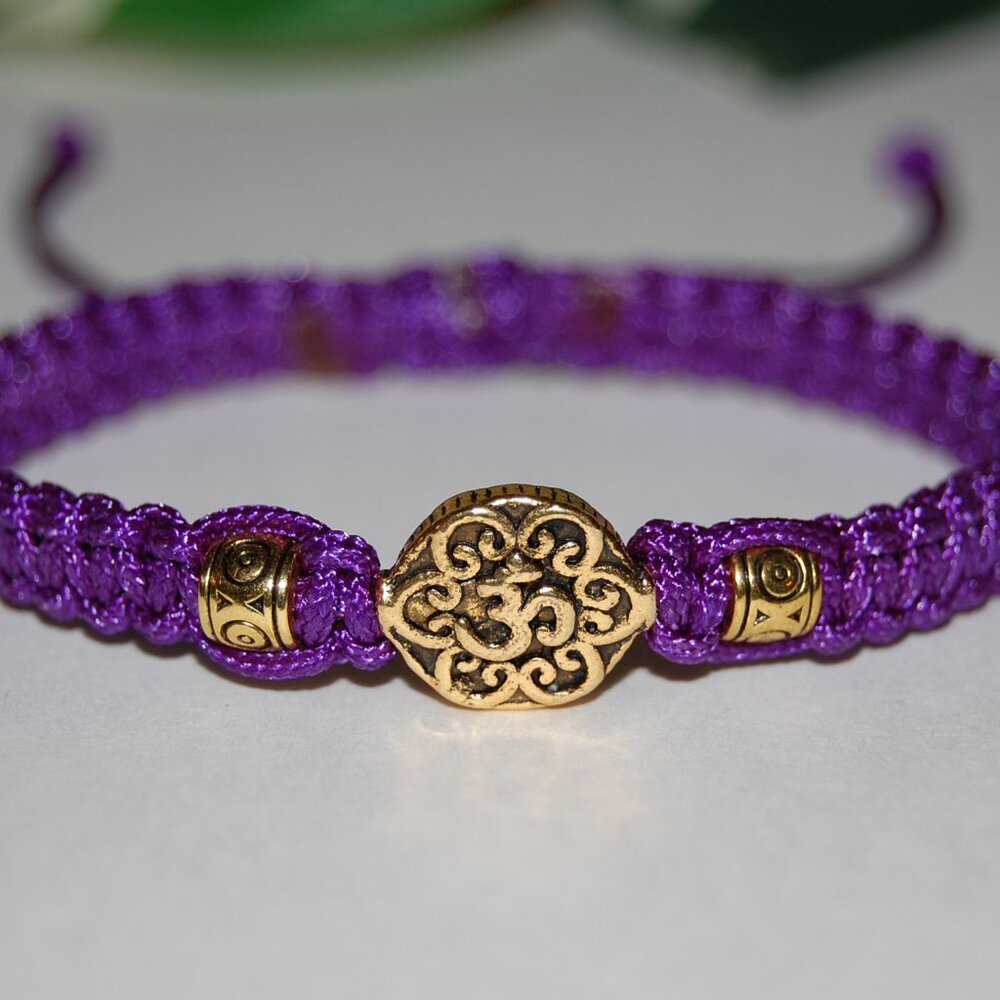 Om Bracelet,Braided Bracelet,Om Charm Drawstring Bracelet,Yoga Bracelet